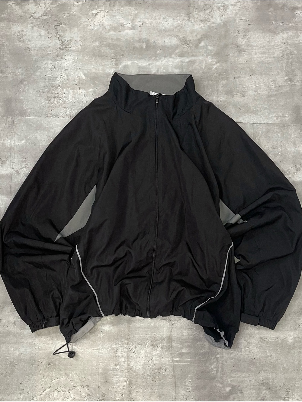 Vintage Energy Full Zip Up Windbreaker Jacket Black Grey Mens XL